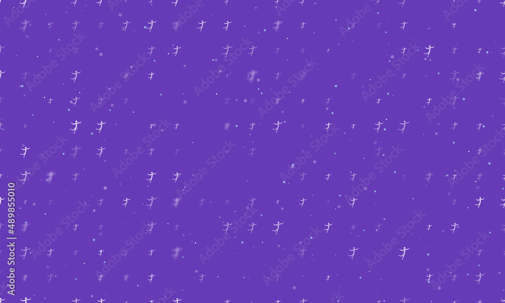 Poster seamless background pattern of evenly spaced white figure skating symbols of different sizes and opa