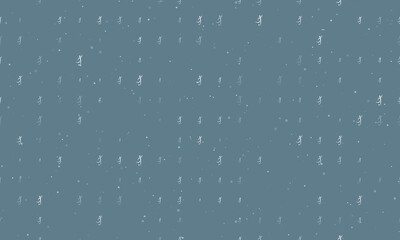 Seamless background pattern of evenly spaced white football soccer symbols of different sizes and opacity. Vector illustration on blue gray background with stars