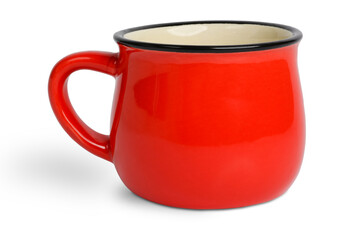 Cute red tea (coffee) cup isolated on white

