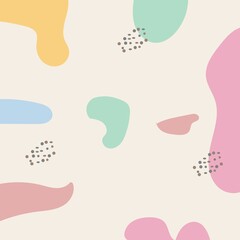 abstract background. Hand drawn various shapes and doodle objects. Modern contemporary trendy vector illustration. Each background is isolated. pastel colors