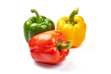 Bell pepper mix, bulgarian pepper, isolated on white background.