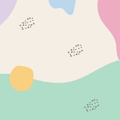 abstract background. Hand drawn various shapes and doodle objects. Modern contemporary trendy vector illustration. Each background is isolated. pastel colors