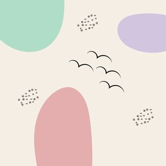 abstract background. Hand drawn various shapes and doodle objects. Modern contemporary trendy vector illustration. Each background is isolated. pastel colors