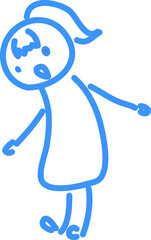 【青線】手抜き手書き女性人物イラスト【お辞儀】