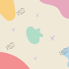 abstract background. Hand drawn various shapes and doodle objects. Modern contemporary trendy vector illustration. Each background is isolated. pastel colors
