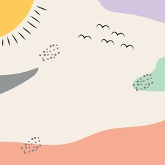 abstract background. Hand drawn various shapes and doodle objects. Modern contemporary trendy vector illustration. Each background is isolated. pastel colors