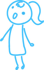 【青線】手抜き手書き女性人物イラスト【上を向く】