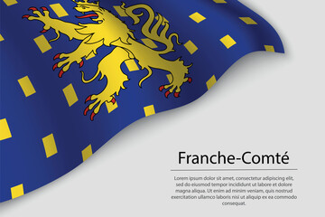 Wave flag of Franche-Comté is a region of France. Banner or ribbon