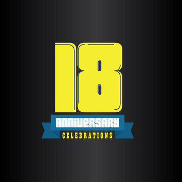 18 YEAR Anniversary celebrations logo design concept Premium Vector