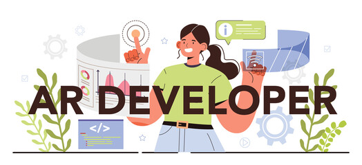 AR developer typographic header. Augmented reality software development