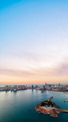 Naklejka premium Aerial photography of the coastline scenery of the old city of Qingdao, China