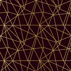 triangles mosaic of thin golden lines on a dark luxury background seamless pattern for wrapping paper textile