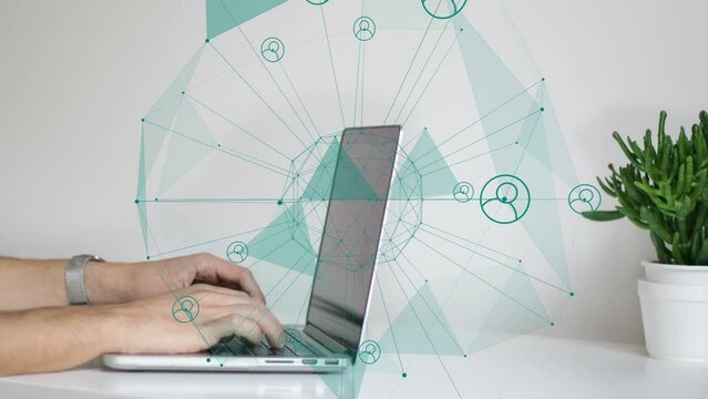 Digital loop, staff general manager working on laptop