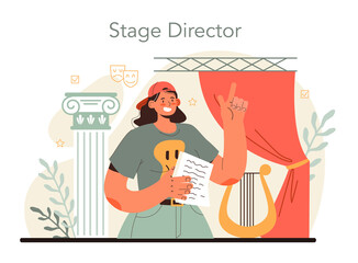 Stage director concept. Theater show maker leading a dramaturgy