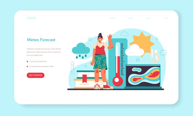 Meteorologist web banner or landing page. Weather forecaster