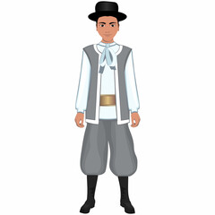 A man in a national Paraguayan costume. Vector illustration