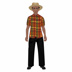 Male Surinamese folk costume. Vector illustration