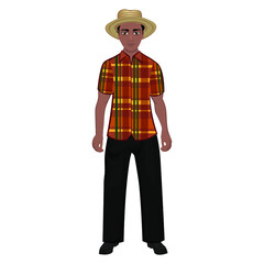 Male Surinamese folk costume. Vector illustration