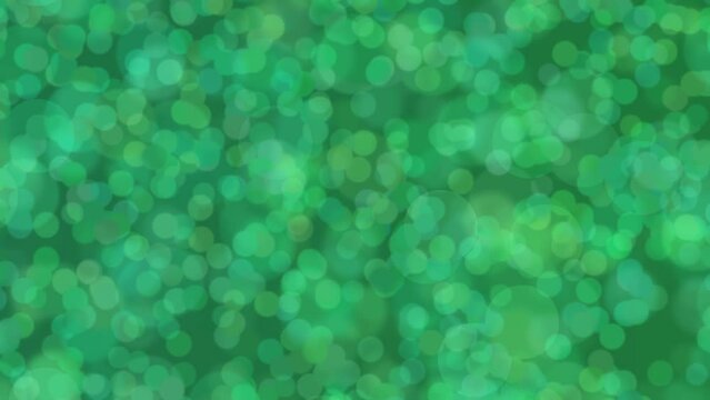 Motion graphics. forest green abstract defocused background, circle shape bokeh spots