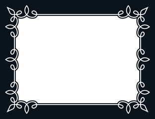 Vector border frame. Background or album page. Simple rectangular horizontal billboard, card, plaque, signboard, sticker or label 