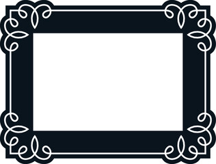 Vector border frame. Background or album page. Simple rectangular horizontal billboard, card, plaque, signboard, sticker or label 