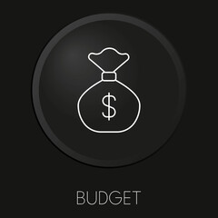 Budget minimal vector line icon on 3D button isolated on black background. Premium Vector.