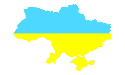 Map of Ukraine. Ukrainian flag. Silhouette of Ukraine.