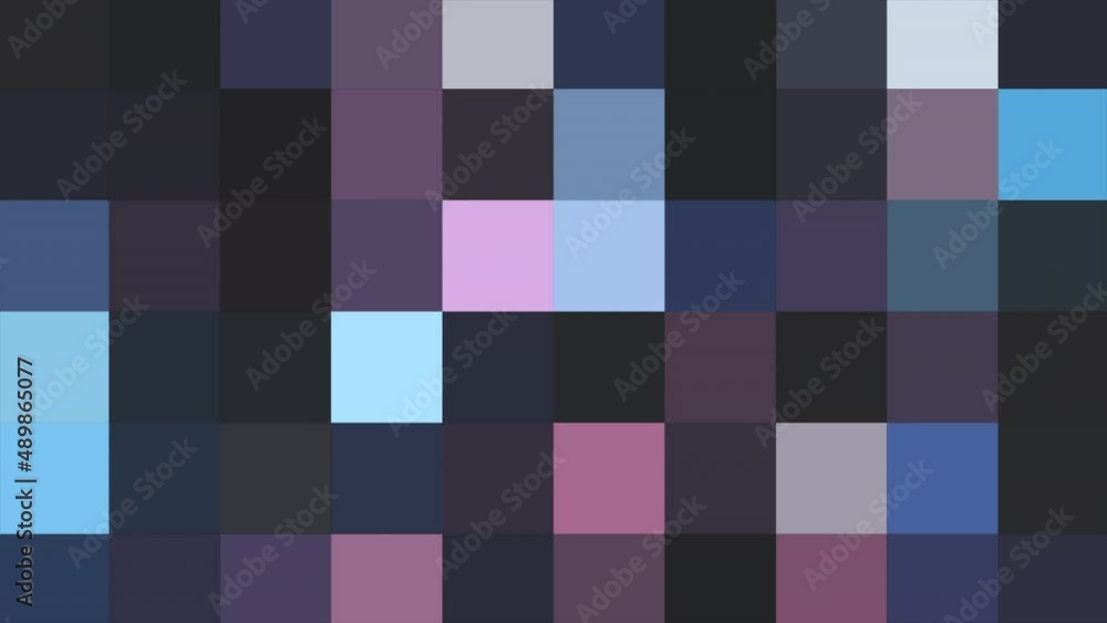 Poster pixelated blinking background, seamless loop. motion. screen of many squares blinking and changing c