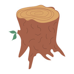 Hardwood wooden log or stump cartoon clip art