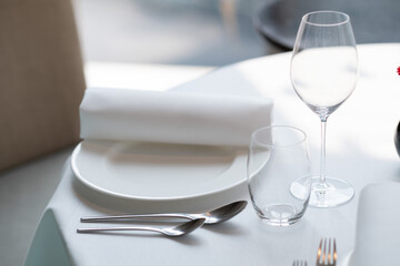 dish spoon fork on table at restaurant
