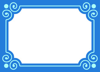 Vector border frame. Blue vintage background or album page. Simple rectangular horizontal billboard, card, plaque, signboard, sticker or label 