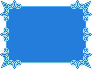 Vector border frame. Blue vintage background or album page. Simple rectangular horizontal billboard, card, plaque, signboard, sticker or label 