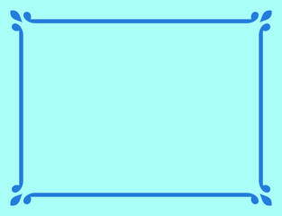 Vector border frame. Blue vintage background or album page. Simple rectangular horizontal billboard, card, plaque, signboard, sticker or label 