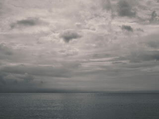 black and white sea and sky