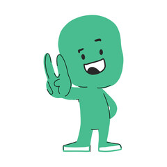 Cute smiling eco character is happy.Vector illustration with a flat cartoon face. Isolated on a white background. green cute character, mascot logo idea positive concept
