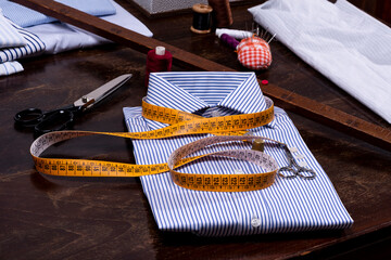 image of a tailor made tailored shirt in his studio