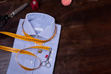 image of a tailor made tailored shirt in his studio