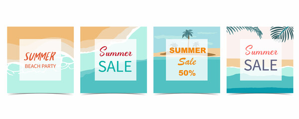 summer sale background for social media with beach