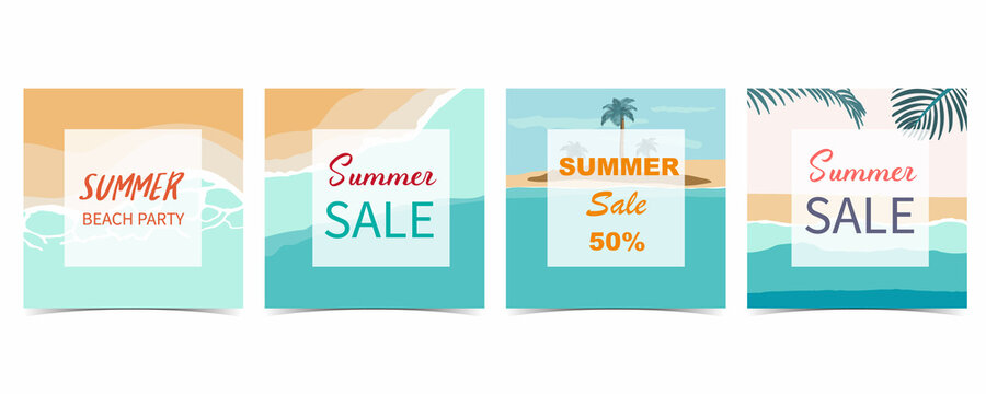 Summer Sale Background For Social Media With Beach