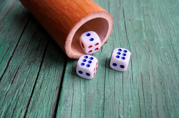 dice on wooden table