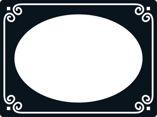 Retro oval photo frame. Vector vintage photographic portrait border 