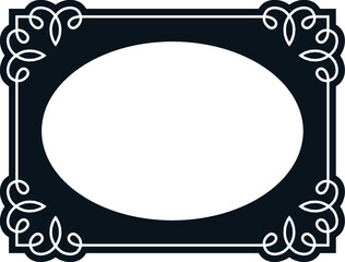 Retro oval photo frame. Vector vintage photographic portrait border 