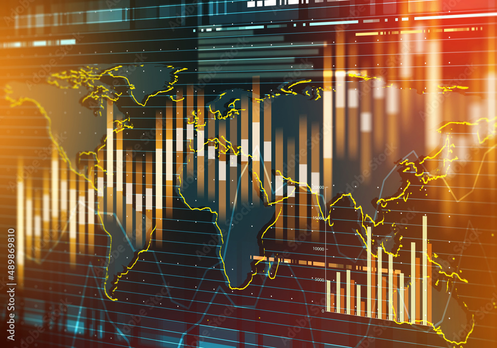 Poster abstract stock market table illustration display screen with global trading market changes abstract 