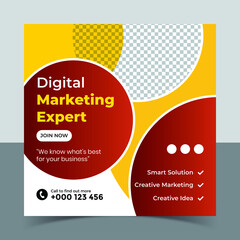 Fototapeta premium Digital marketing social media post banner template and corporate social media post template, Creative digital business marketing post