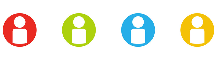 Personen Icons in 4 farbigen Kreisen