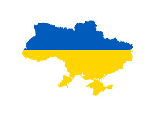 Obraz premium Simple Map Of Ukraine With Flag Isolated On White Background. Illustration