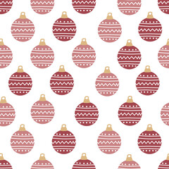 Christmas ball seamless pattern with various pattern of ball such as stripe, snowflake, star, colourful flat design