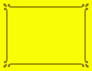 Vector border frame. Golden yellow background or album page. Simple rectangular horizontal billboard, web banner, card, plaque, signboard, sticker or label 