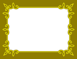Vector border frame. Golden yellow background or album page. Simple rectangular horizontal billboard, web banner, card, plaque, signboard, sticker or label 