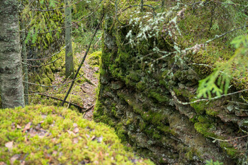 view of the giant rocks, in which military facilities of the past centuries have been cut through - the fortress fort in stone